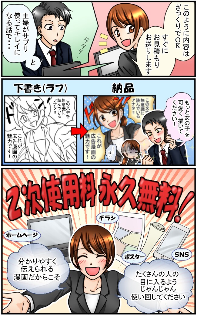 効果抜群の広告漫画をプロの漫画家が制作致します 専門の広告漫画家がしっかり内容の伝わる漫画に仕上げます イメージ9