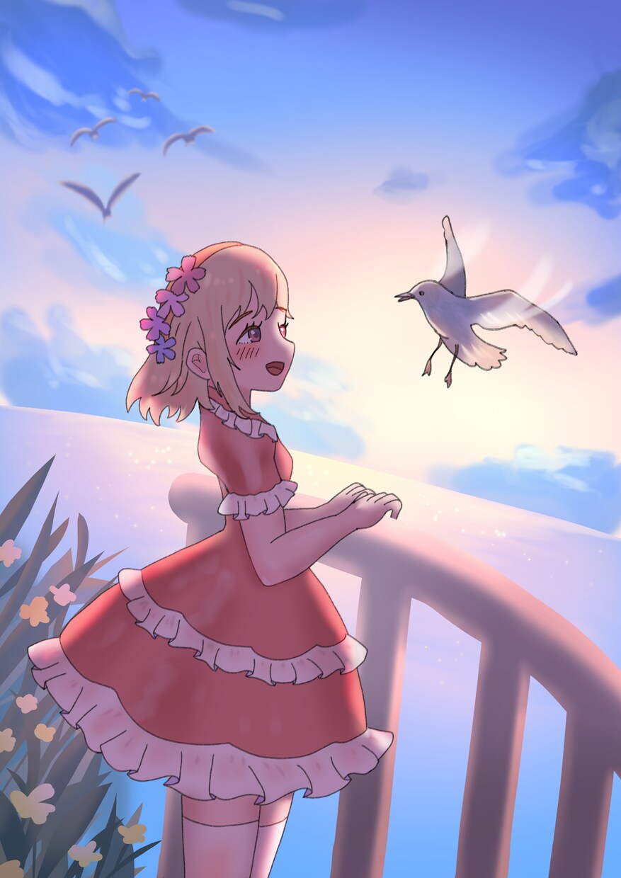 キャラクターの一枚絵を描きます 美しい光に包まれたキャラクターを、あなた好みの絵柄で。 イメージ1