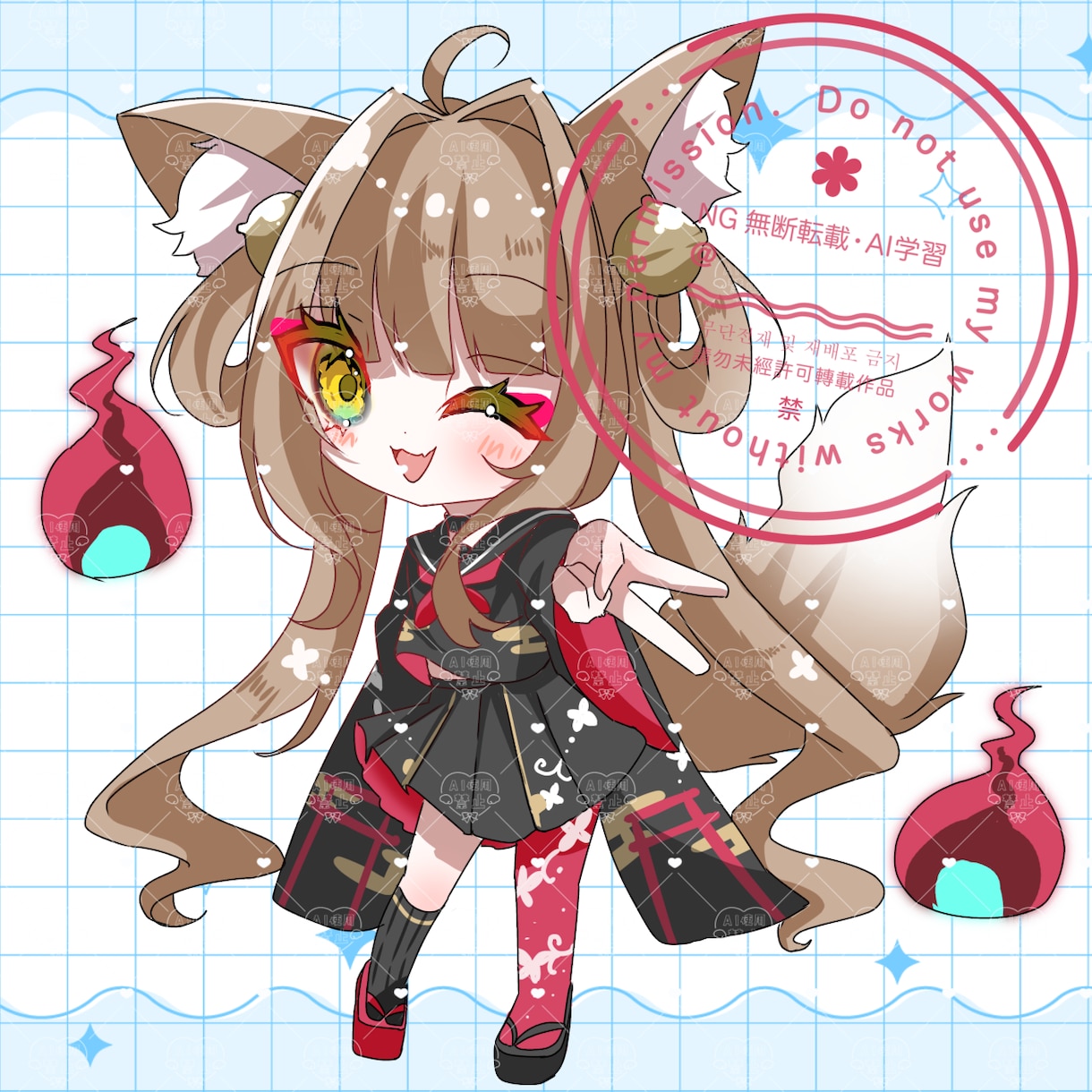 配信者様様向け！商用利用OKのミニキャラ描きます グッズにもオススメ！パッと目を惹くイラストを制作します！ イメージ6