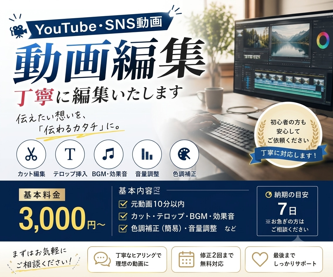 YouTube動画★★編集承ります コミュニケーションを大切に!、丁寧かつ迅速な対応いたします！ イメージ1