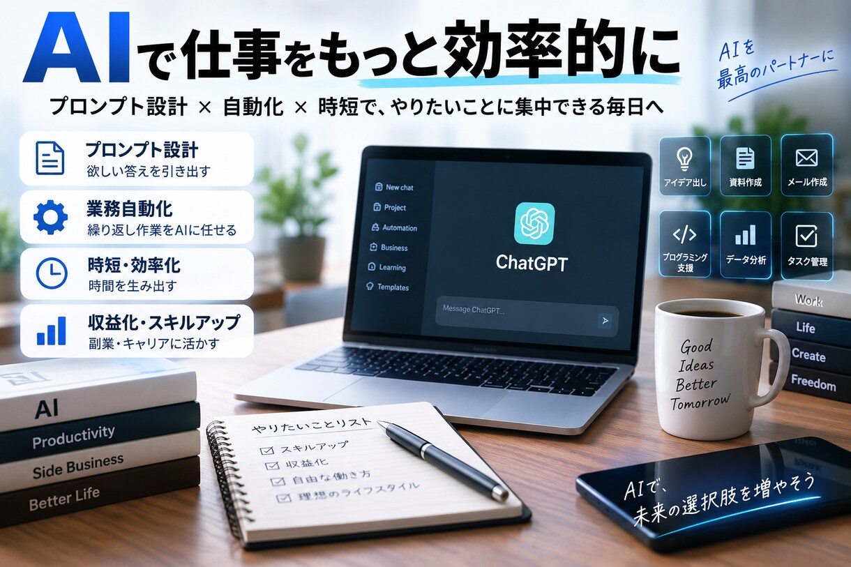 ChatGPT活用相談、プロンプト設計しますます 業務効率化のプロンプトをチャットで一緒に作ります イメージ1