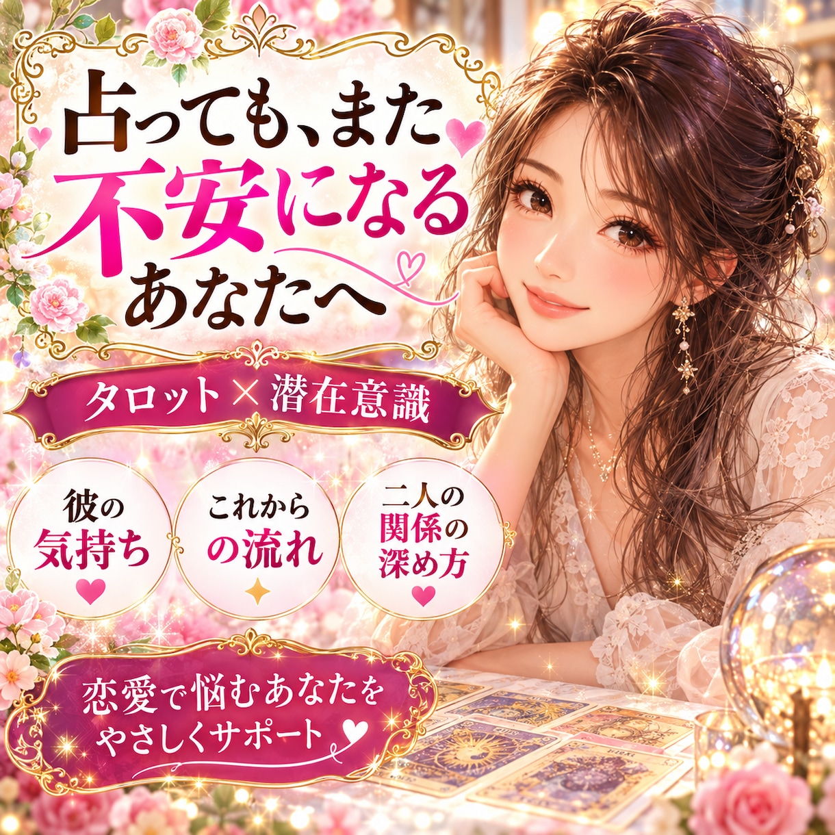 彼の気持ち❤️と未来の流れ✨を読み解きます ⭐️占ってもまた不安になるあなたへ⭐️タロット×潜在意識 イメージ1