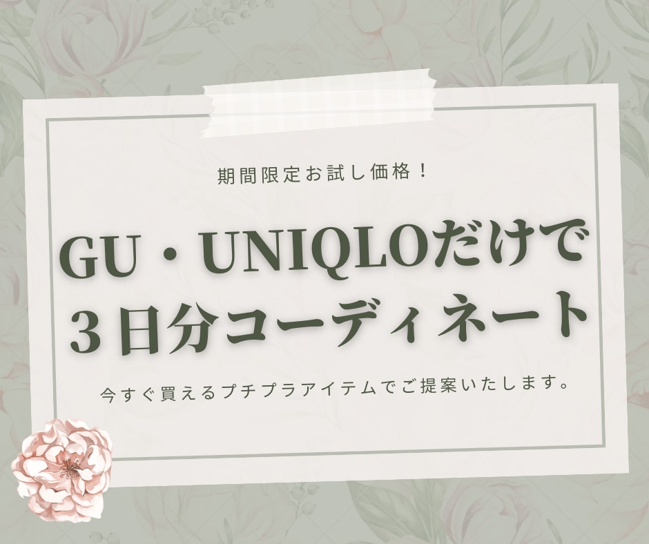 GU・UNIQLOだけでコーディネートを提案します 元G○定員が担当！今すぐ買えるアイテムでプチプラコーデ！ イメージ1