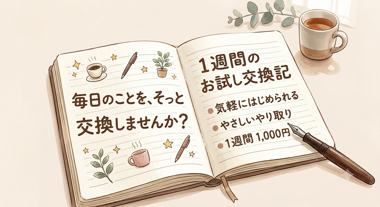 交換日記はじめませんか【1週間お試し】出来ます あなたと私だけの大切な交換日記 イメージ1