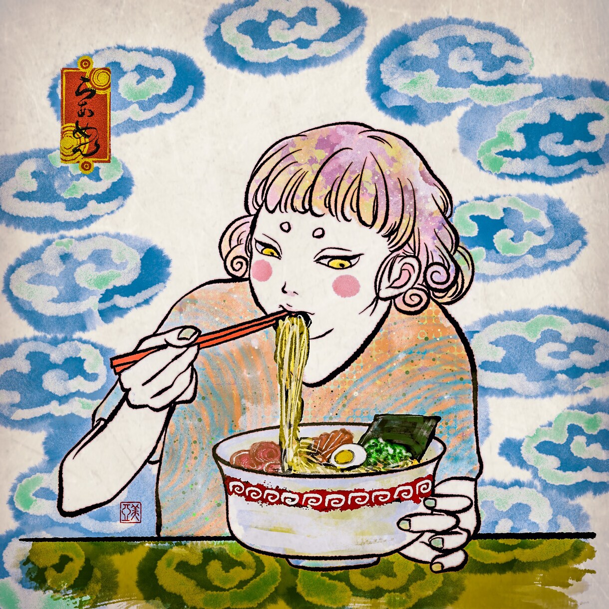 和風／浮世絵テイストでアイコン描きます デジタルでも筆感を出しアナログ風の色付けをします。 イメージ7