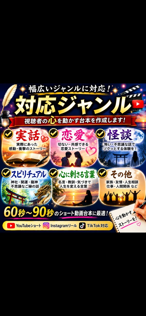 実話・恋愛・怪談の台本作成します SNS向け感情を動かす短編台本作成 イメージ8
