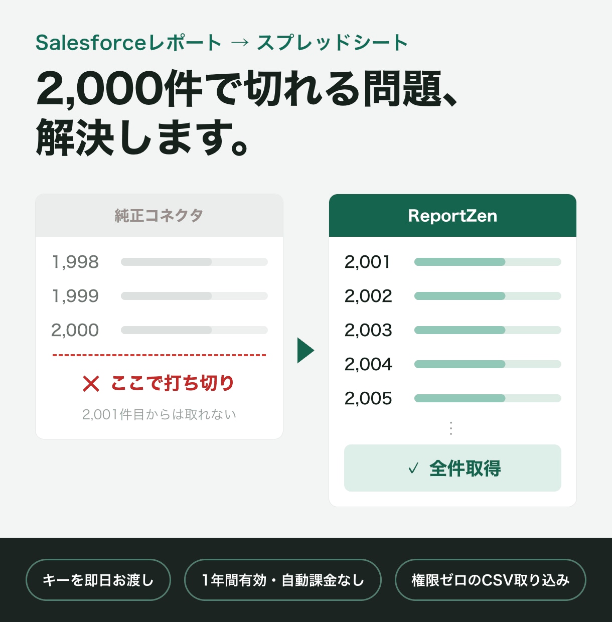 Salesforceレポートを全件取得します 2,000件の上限を越える|キー即日|有効期間1年 イメージ1