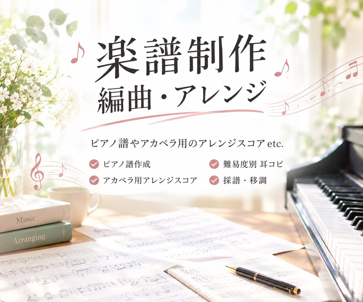 楽譜を作成いたします ピアノ譜、アンサンブル、アカペラ用の楽譜はお任せください♩ イメージ4