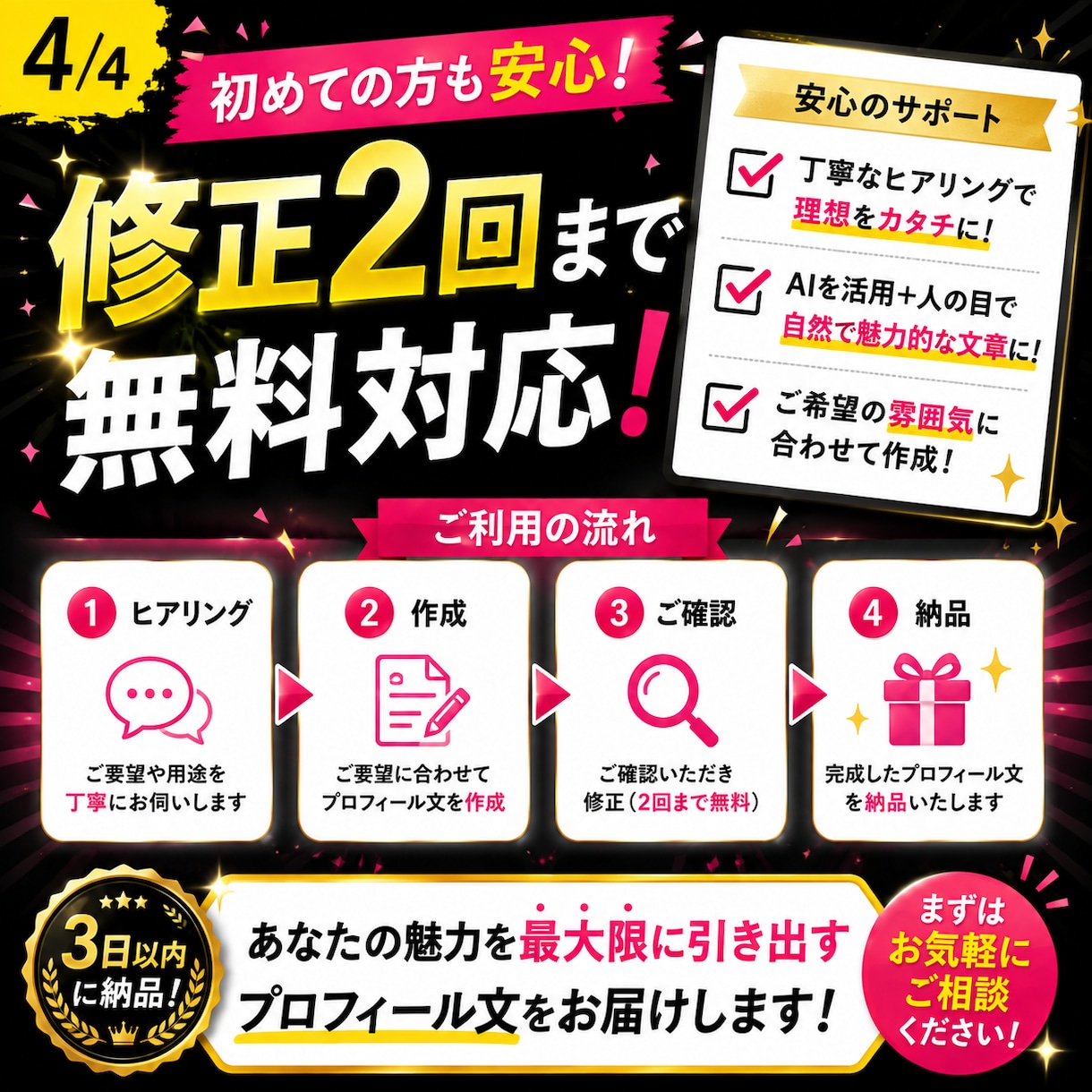 魅力が伝わるプロフィール文を作成します 第一印象が良くなるプロフィールを作成します イメージ4