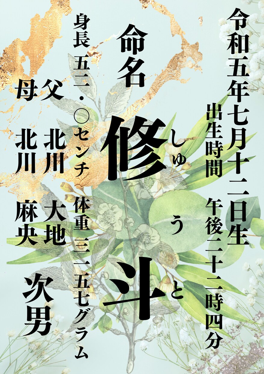 セミオーダー　お洒落なインテリア命名書　作成します センス抜群♡大切なお子様のお名前を末長くお部屋に飾りませんか イメージ7