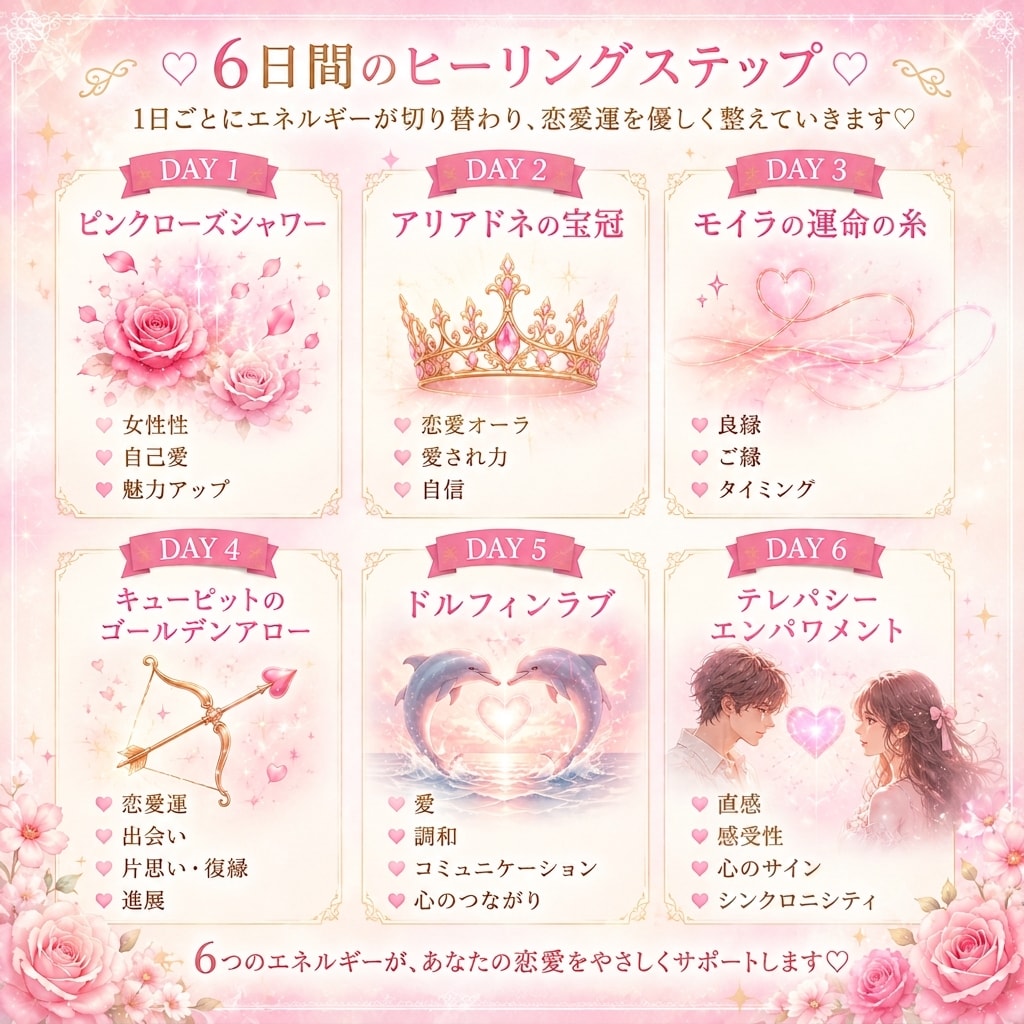 6日間♡恋愛運・魅力アップヒーリングします 恋するあなたの魅力とご縁を6つのヒーリングで優しくサポート♡ イメージ2