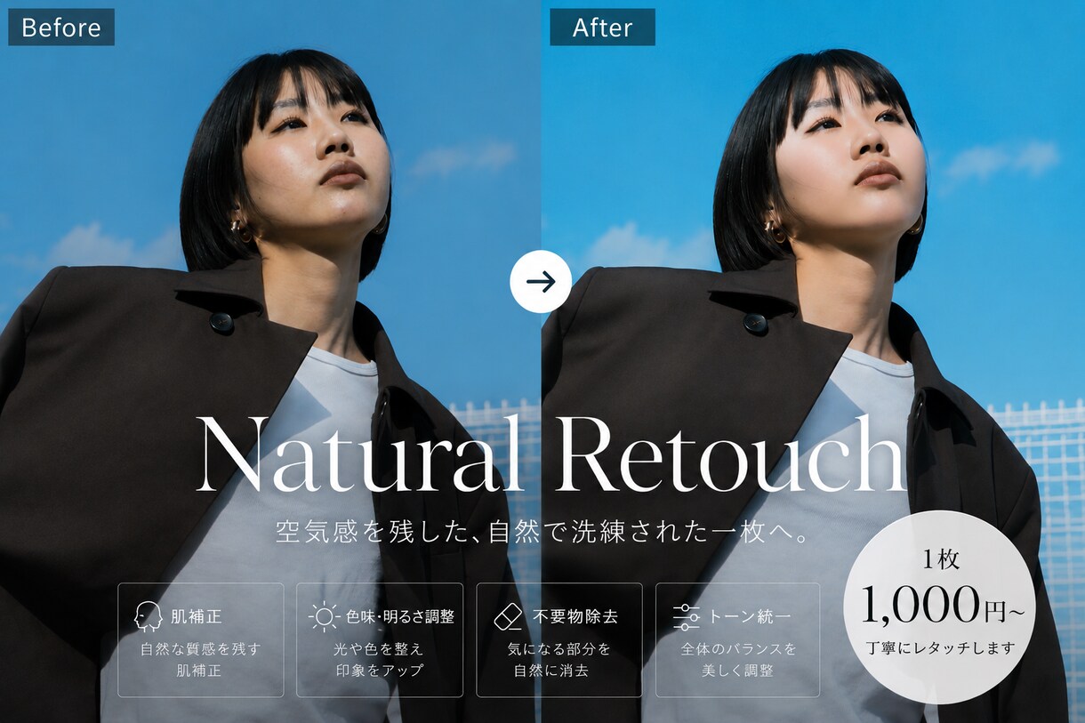 あなたの素敵な魅力をそのままでレタッチ行います あなたの空気感を最優先にします。減退はしません☺️！ イメージ1