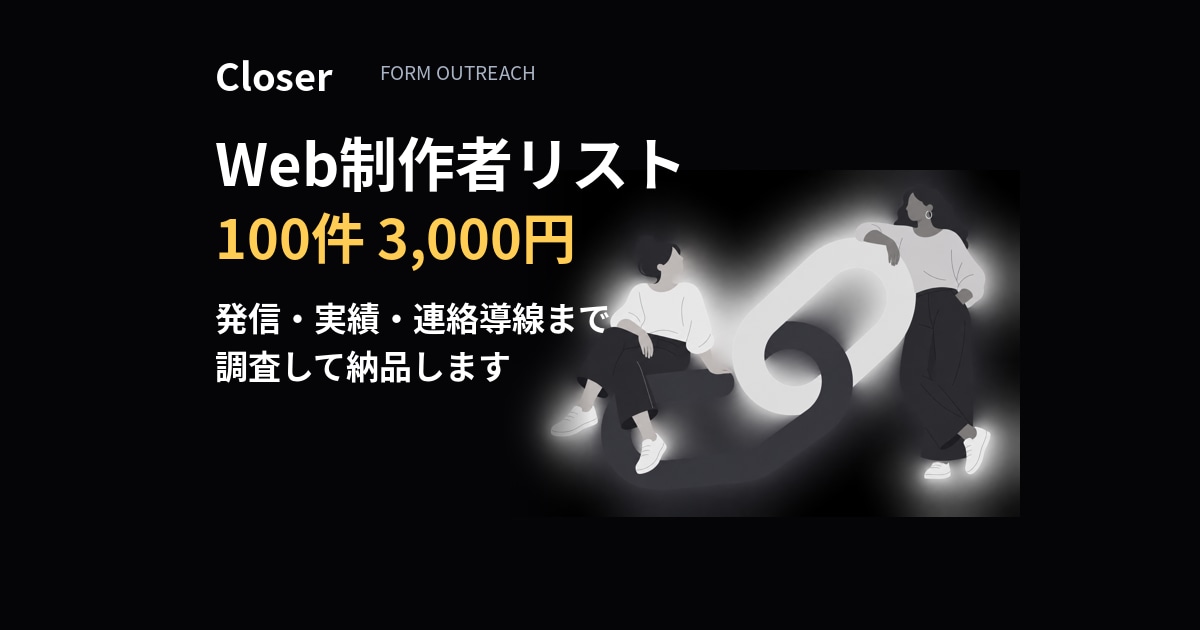 Web制作者の営業リスト100件ます 発信・実績・連絡導線まで調査して納品 イメージ1