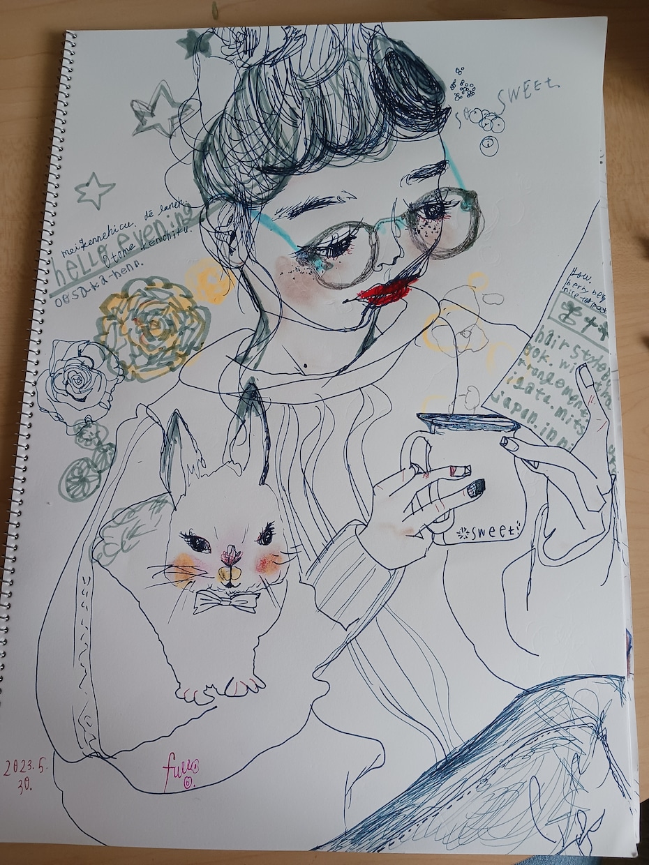 お部屋に飾ったりできる　ﾎﾟｽﾄｶｰﾄﾞ描きます 飾ったり眺めてみたり.線画や抽象画女の子の絵など描いています イメージ1