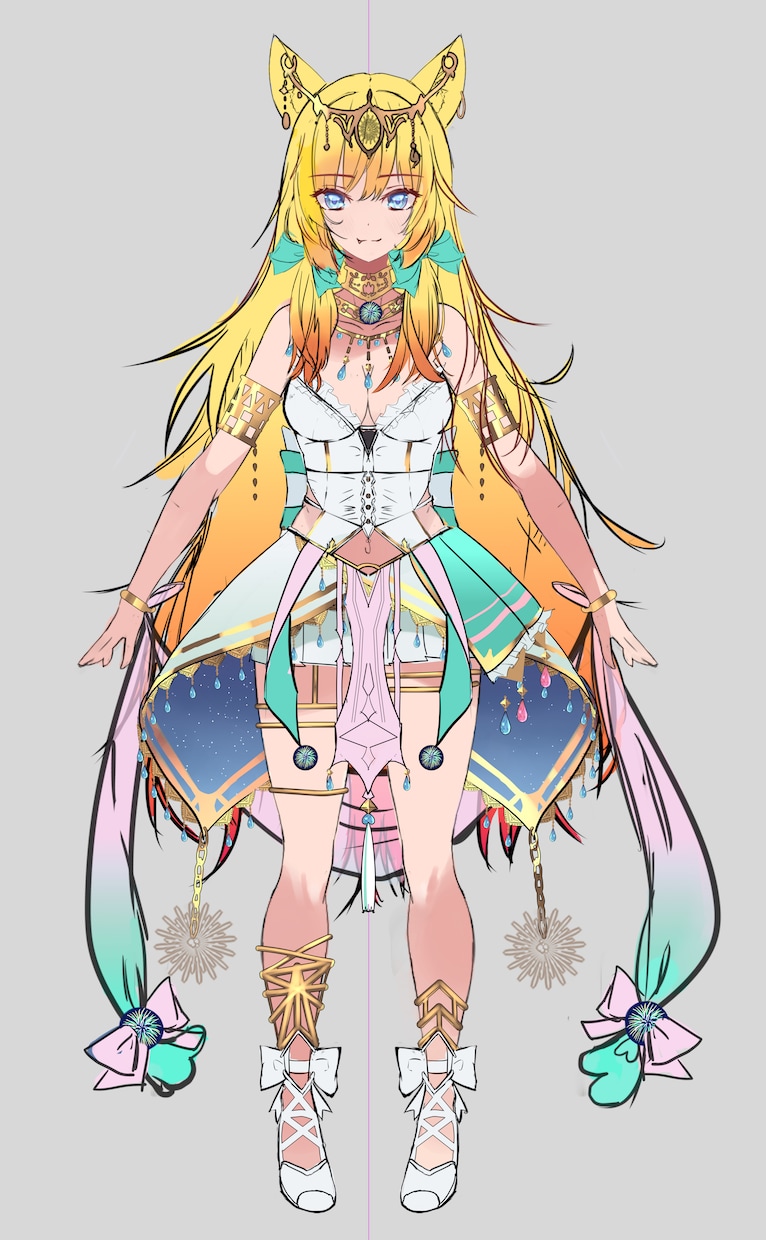 Vtuber用レイヤー分割積みイラスト作成します 三面図・配信用一枚絵・既にあるイラストのリデザインも イメージ7