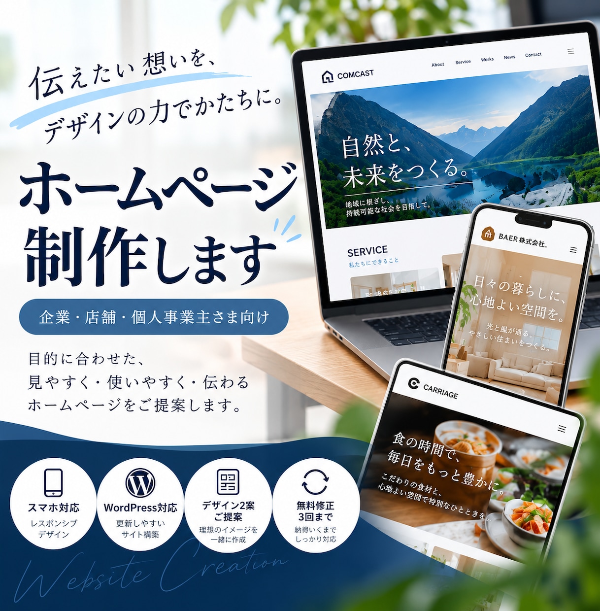 企業・店舗のホームページを高品質に制作します 「ちゃんとした会社に見える」ホームページを。 イメージ1