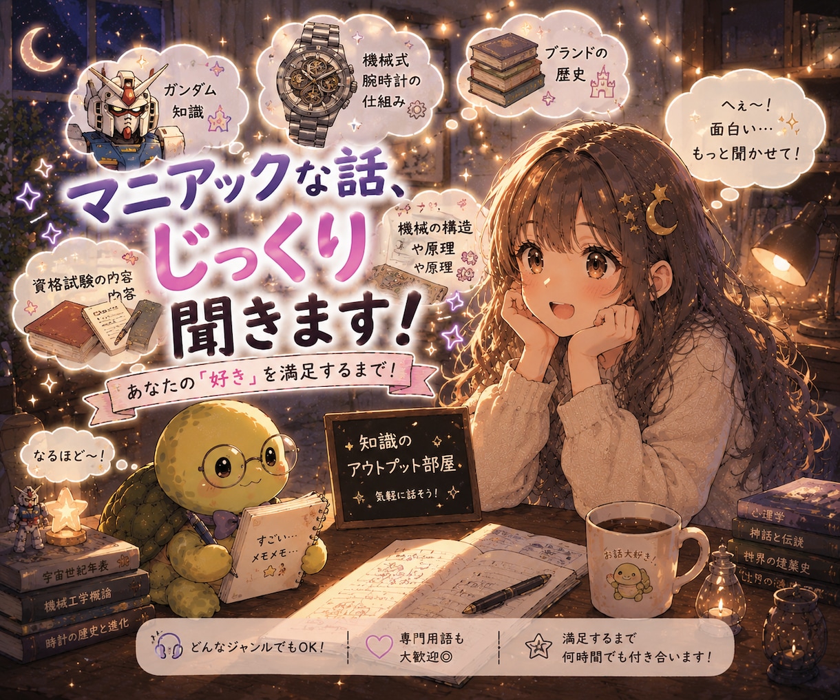 可愛い声でマニアックな話、満足するまで聞きます ガンダム、地理、歴史、メカニック、車、時計、ブランド、資格 イメージ2