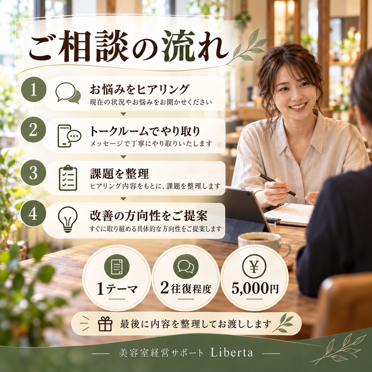 一人美容室の経営相談に寄り添います 美容師歴24年｜売上・予約・働き方を一緒に整理 イメージ3