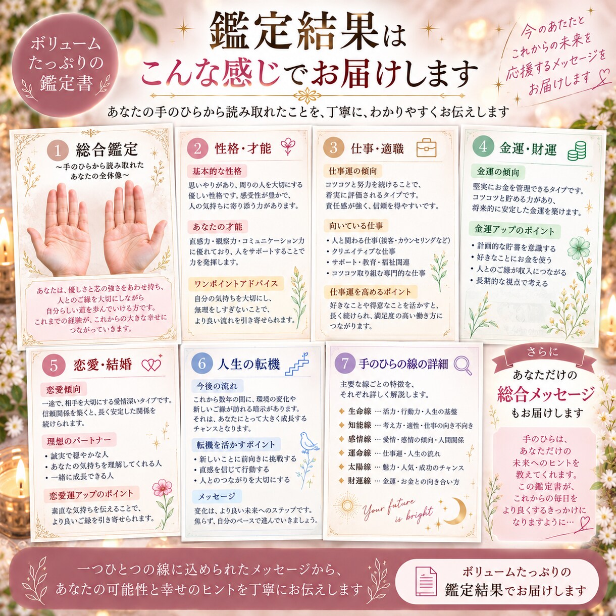手相であなたの魅力・才能・運勢を丁寧に鑑定します 性格・才能・仕事・金運・恋愛・転機まで総合鑑定 イメージ3