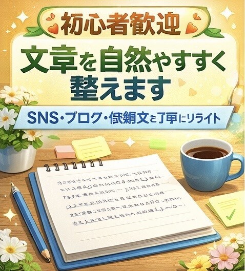 初心者歓迎｜文章を自然で読みやすく整えます SNS・ブログ・依頼文も丁寧にリライト イメージ1