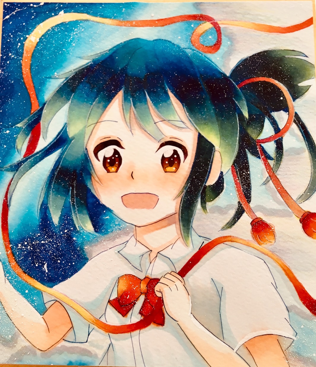 かわいい女の子イラストを色紙に制作します キャラクターをポーズ、背景込の価格で制作します‼️ イメージ4