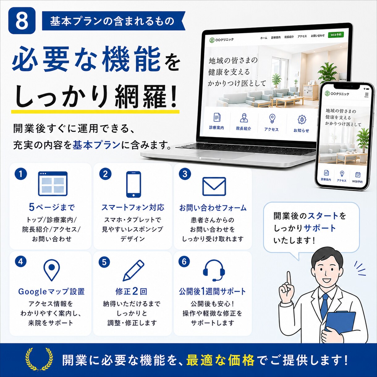 新規開業クリニック向け！ホームページ作成します スタッフでの微修正も可！月額保守費用も必要ありません イメージ8