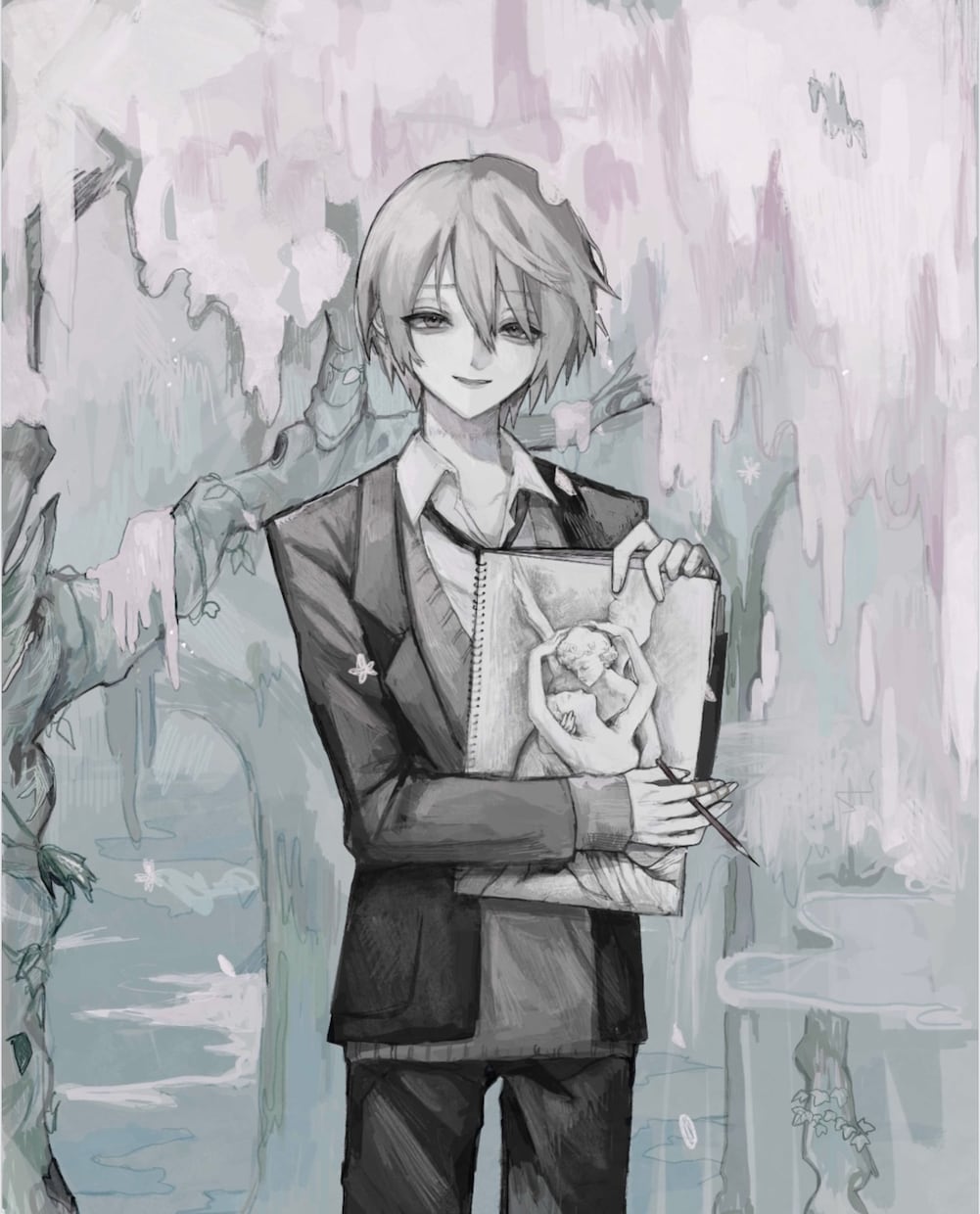一枚絵・人物／耽美で特別感のある絵を制作します ✩他と被らない“雰囲気“のあるデザインと色使いが得意です✩ イメージ1