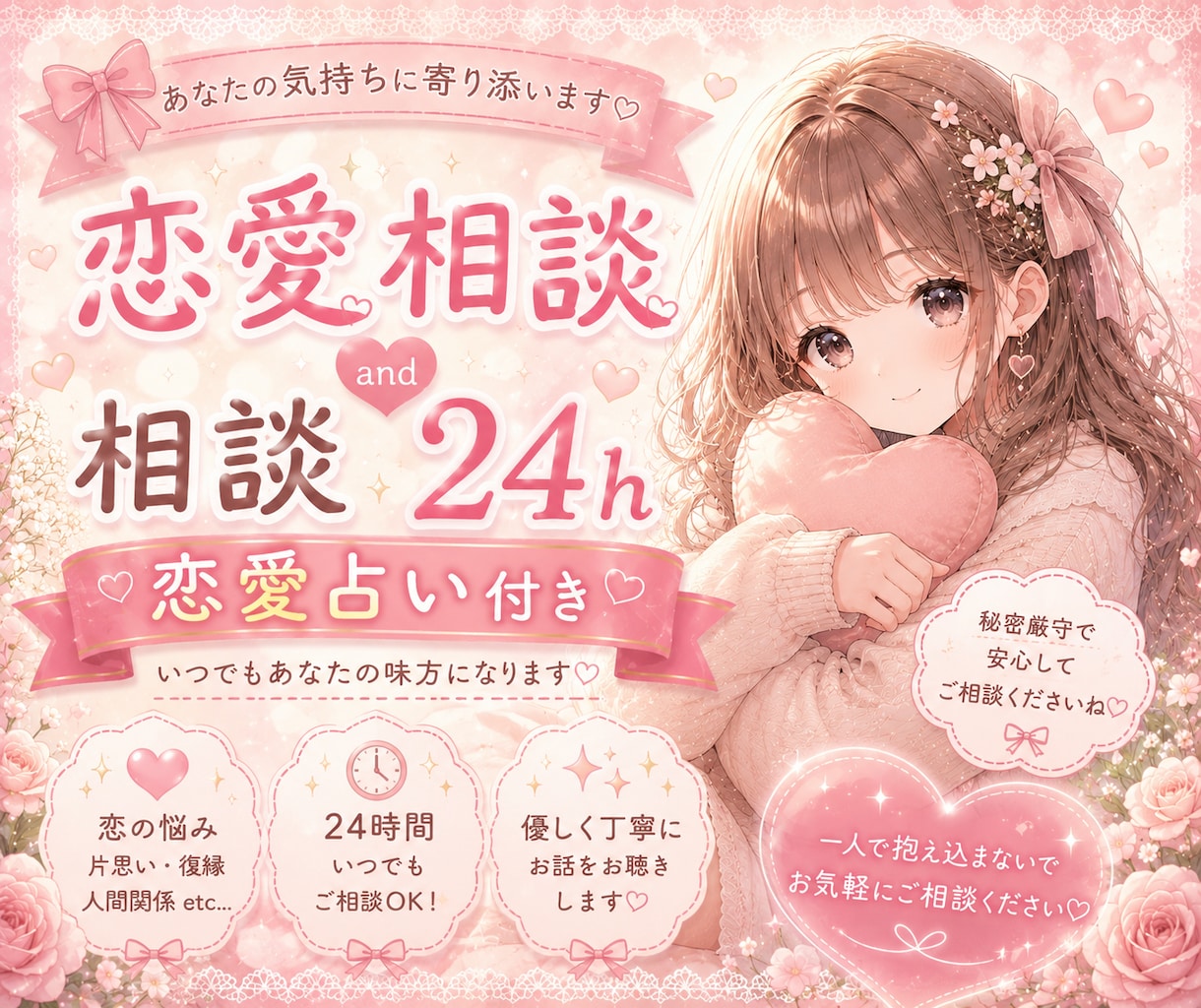 恋愛相談24時間♡寄り添います 占い付き♡ゆると恋愛相談待ってます(*^^*) イメージ1