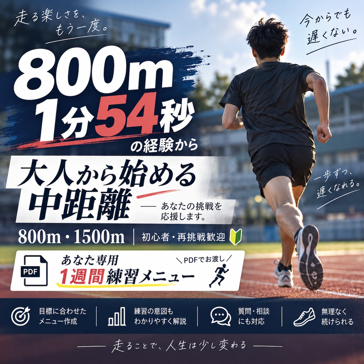 800m・1500mの練習を提案します 800m1分54秒の経験から初心者向けに考えます イメージ1