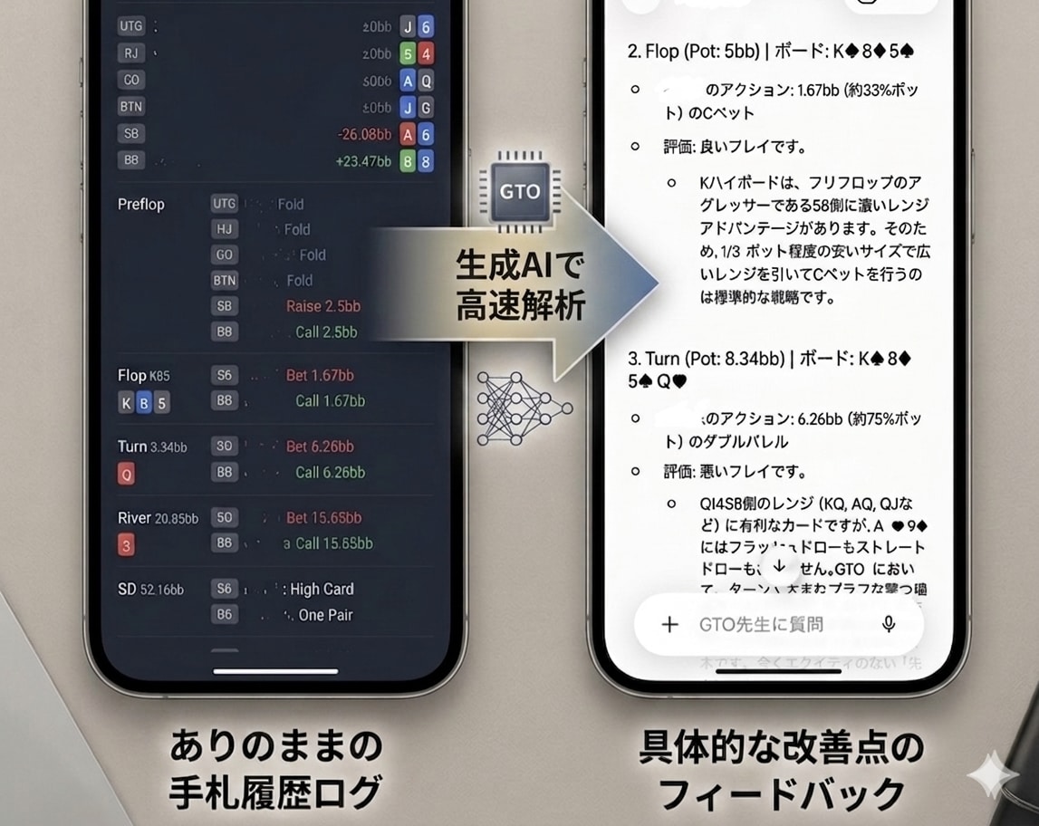 ポーカー履歴をAIでGTO解析する方法を教えます 専用プロンプト付き・一人でGTOを自学自習できる実践キット イメージ1