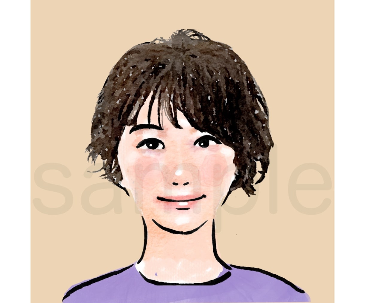 好印象の似顔絵を水彩タッチでリアル寄りに描きます 写真で顔出しをしたくない方にオススメ イメージ4