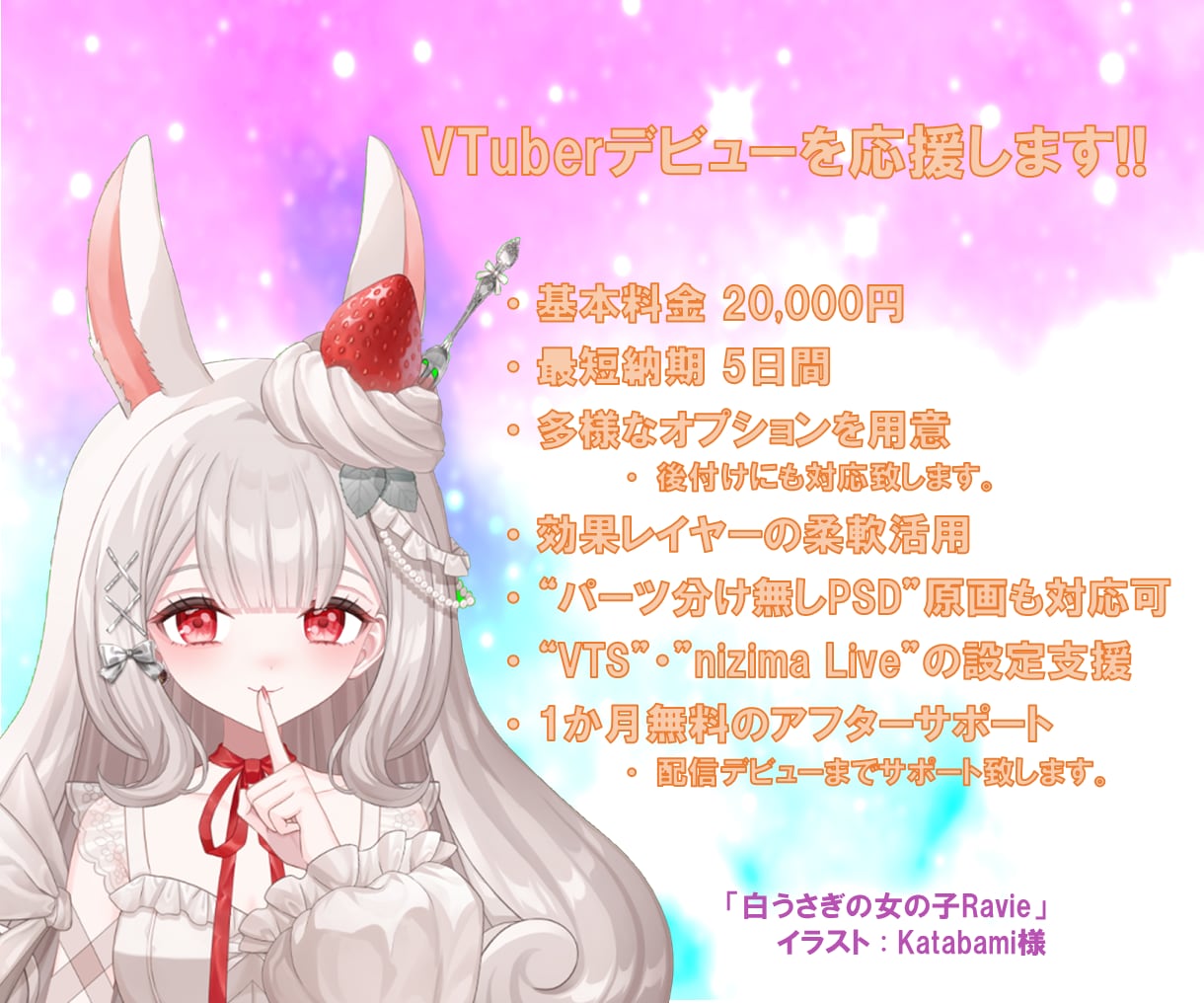 お持ちのイラストをVTuberモデルにします 多数のオプション・短納期対応・一か月間アフターサポート イメージ2
