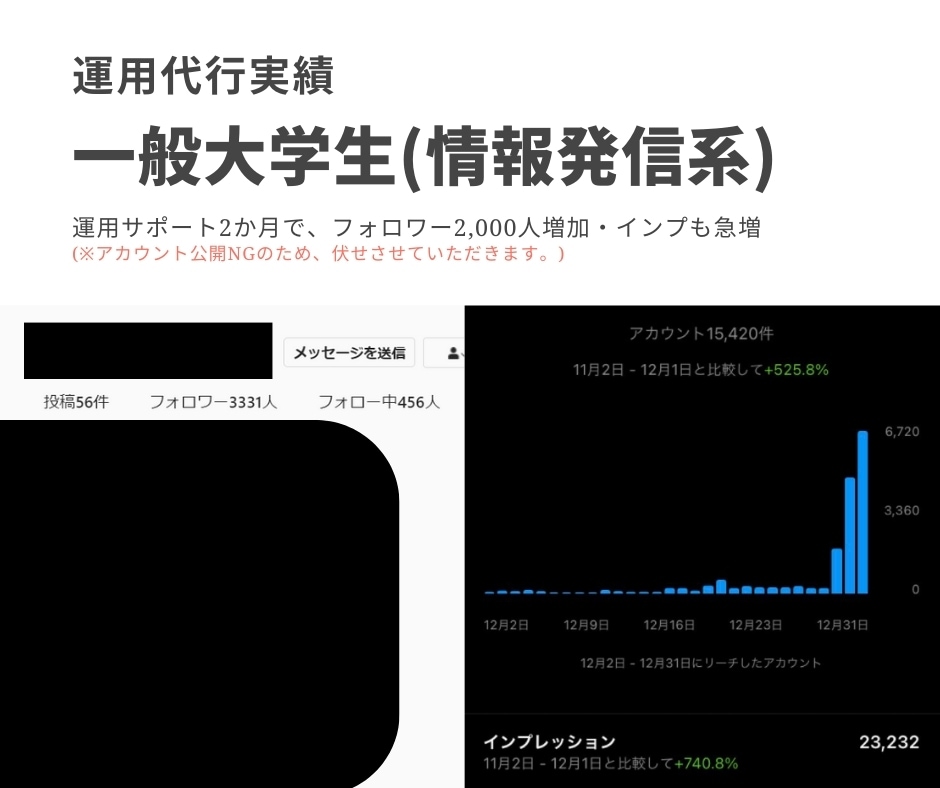 1か月間、数字に繋がるインスタ運用代行承ります SNSマーケターがお金や数字に直結する運用をお手伝いします！ イメージ2
