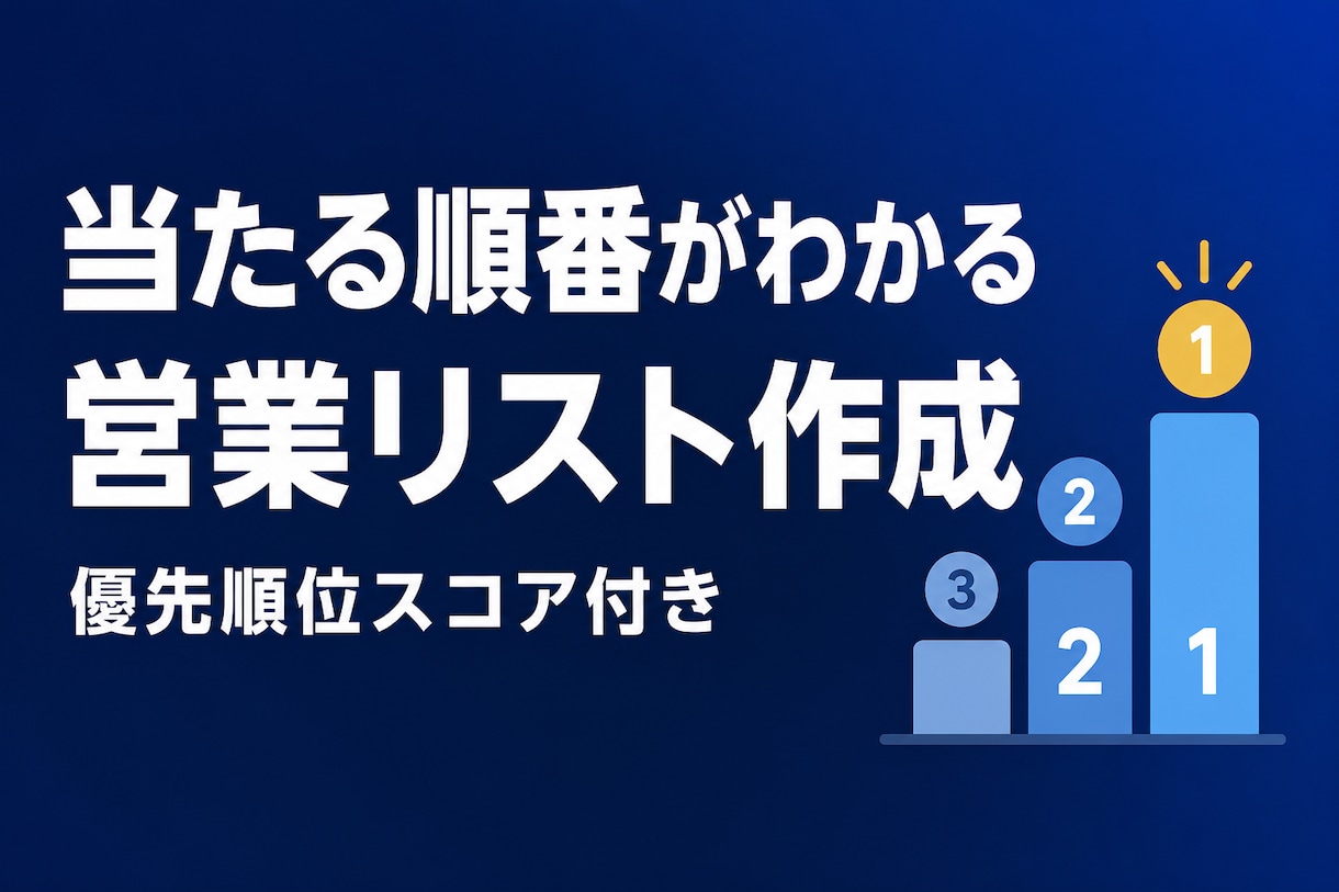 スコア付きで当たる順番がわかる営業リスト作成します 口コミ・企業属性でスコア化した営業リストです イメージ1
