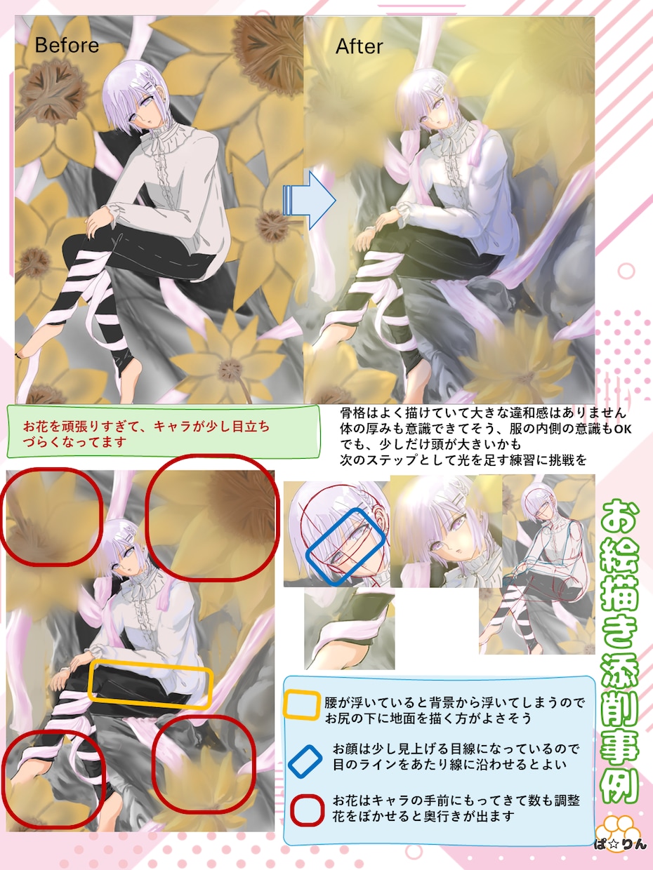 お手軽お絵描き添削であなたの絵を魅せる絵にします 絵の課題分析で原因と再現できる対策をわかりやすく説明します イメージ3