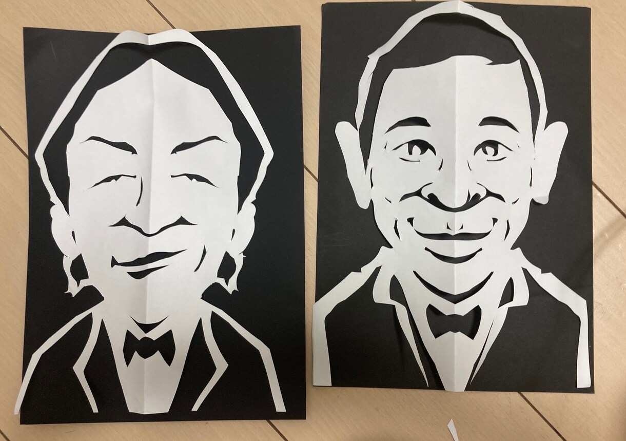 似顔絵切り絵「ペア」心を込めてお切り致します 福を呼び込む紙切り師 花房銀蝶 イメージ3