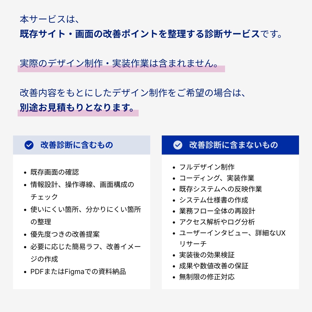 既存管理画面/SaaS の改善ポイントを整理します 【改善提案のみ】UI診断レポートをPDF・Figma納品 イメージ3