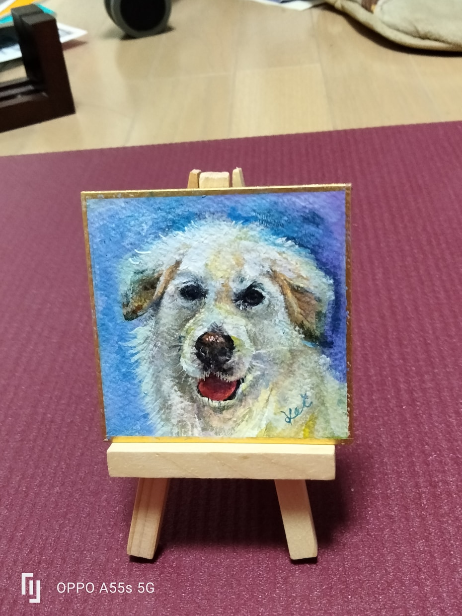 ペットちゃんをミニ色紙に描きます 【アナログ原画】世界で１枚だけの特別な豆色紙 イメージ4