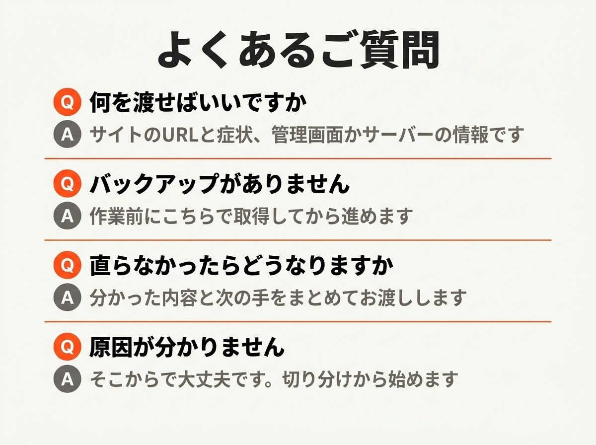 WordPressの不具合を復旧・修正します 白い画面・500エラー・ログイン不可・表示崩れに対応 イメージ8
