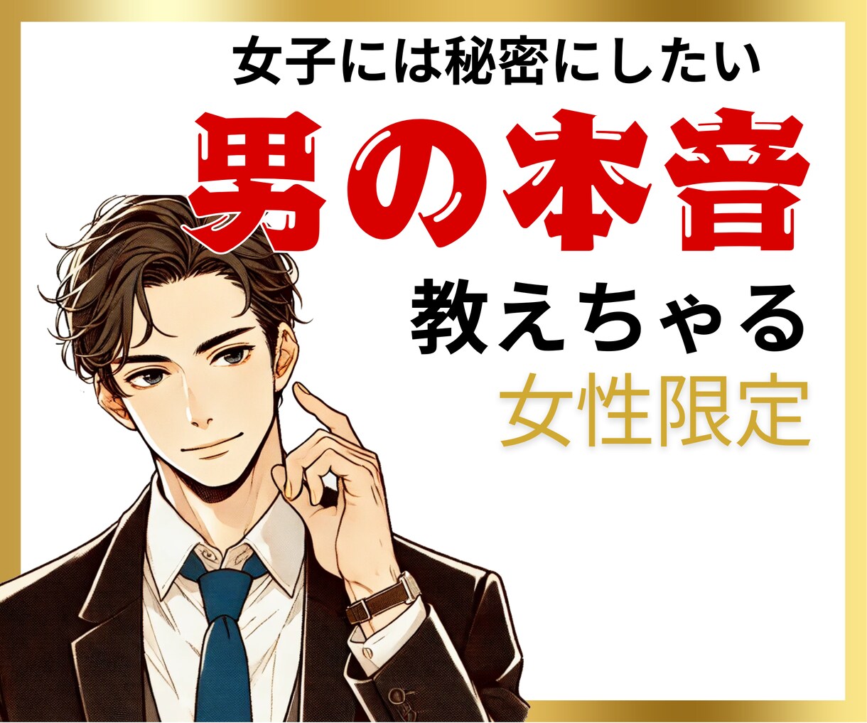 女性限定！本当は教えたくない男心教えちゃいます 男心は男に聞け！セカンドオピニオンも受け付けます。 イメージ1