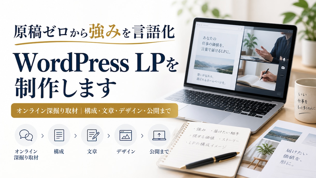 原稿ゼロから強みを言語化しLPを制作します 深掘り取材・原稿・デザイン・公開まで一貫対応 イメージ1