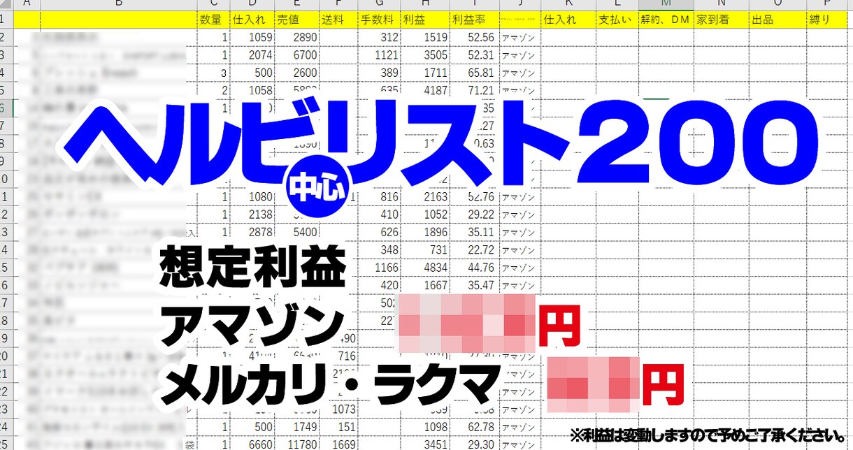 アマゾン・メルカリ・ラクマのヘルビ200伝えます リサーチの時間短縮！　回転のいい仕入れを！ イメージ1