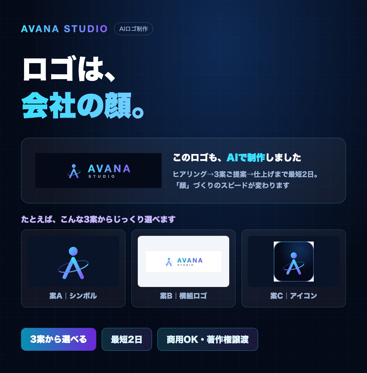 開業・起業のロゴ作成・デザインを3案ご提案します ロゴは会社の顔。3案から選べて2日で納品・商用利用OK イメージ1