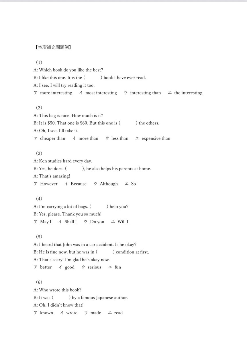テーマ指定OK！英語の長文＋設問セット作成します 教員・塾講・保護者向け！現役教員が問題作成をサポートします！ イメージ4