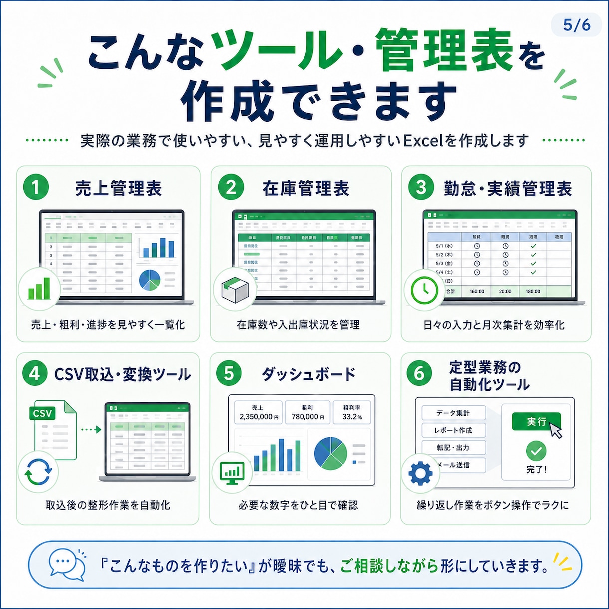Excelの集計・表作成を改善します 面倒なExcel作業を使いやすく整えます イメージ5