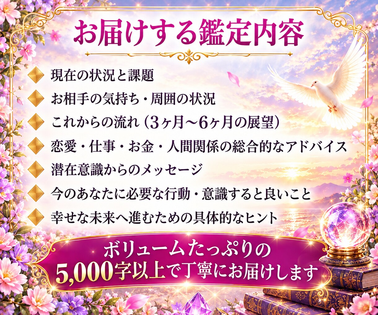 人生まるごと深く視るプレミアム鑑定をお届けします 恋愛・復縁・結婚・仕事・転職・お金・人間関係・未来まで対応 イメージ6
