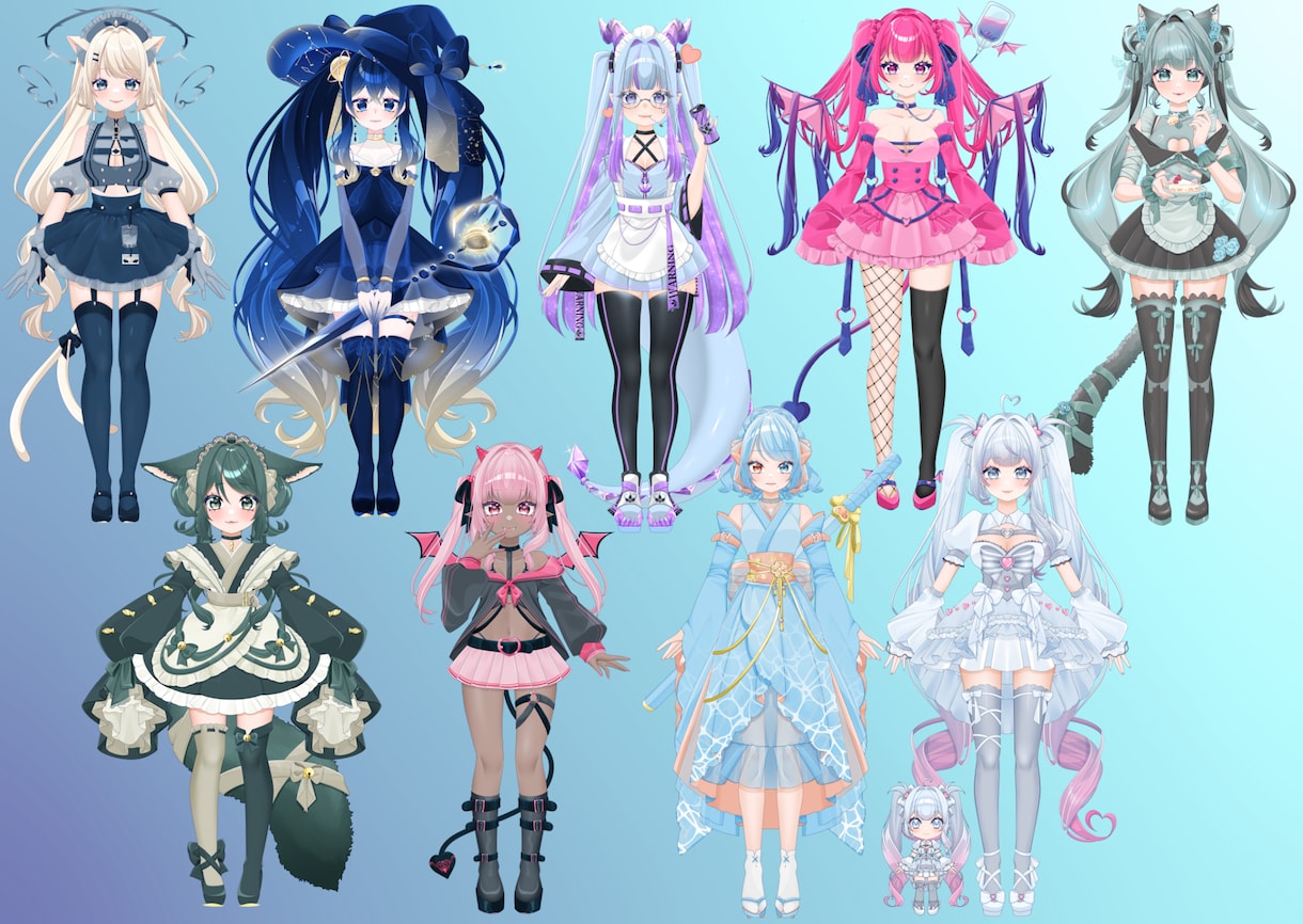 TRPG/IRIAM/VTuber用立ち絵描きます キラキラふわふわ、可愛い立ち絵作成します♡ イメージ2