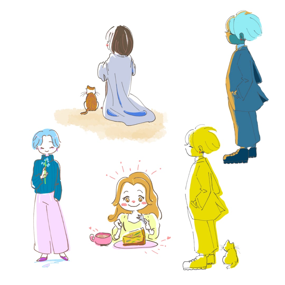 ゆるっとかわいい印象のイラスト描きます WEBや挿絵でご利用OK。シンプルながらも華やかに！ イメージ7