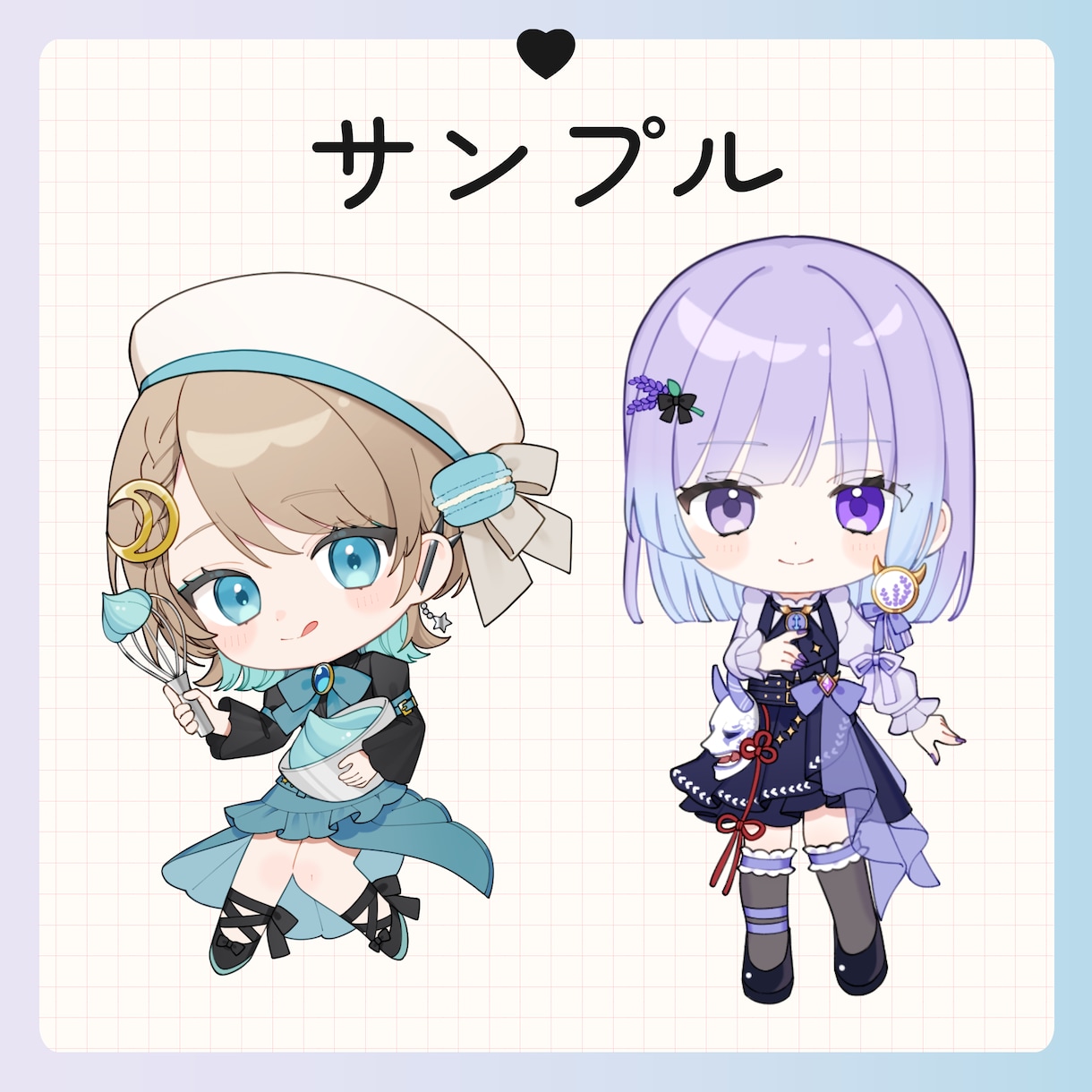 商用利用込み！可愛いミニキャラ作成します VTuber様のグッズ制作、SNS用のアイコンなど イメージ4