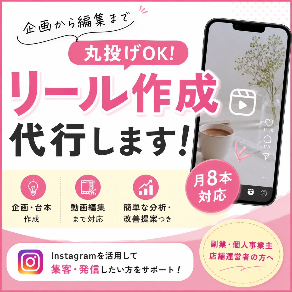 Instagramリール作成代行します 企画から投稿まで丸ごとサポートします。 イメージ1